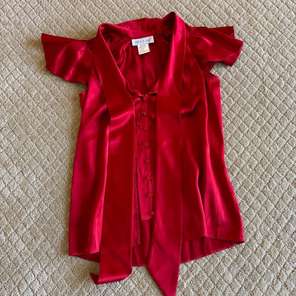 Paul and Joe Red Silk top with Bow size 1 - Picture 2 of 6